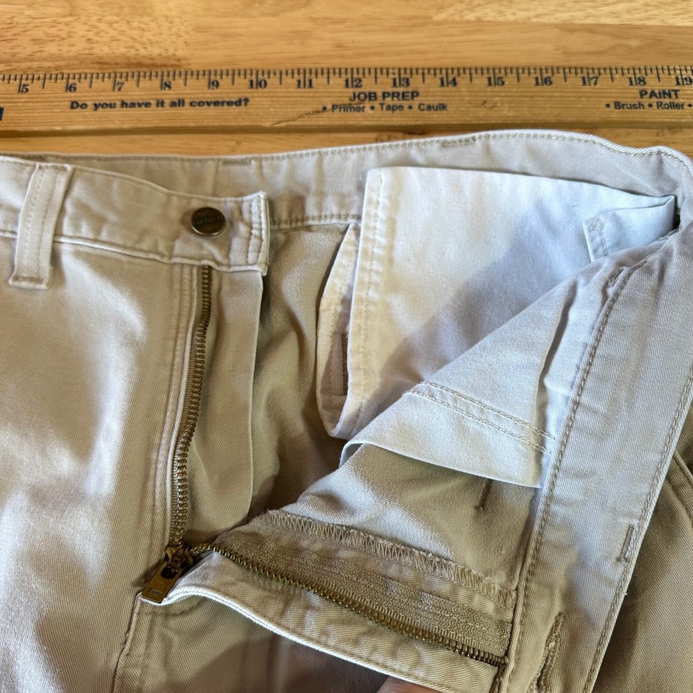 Carhartt tan Relaxed Fit Pants Mens 34x32 canvas work utility - Picture 9 of 12